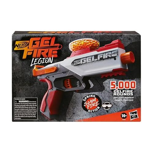 너프 Nerf Pro Gelfire Legion Spring Action Blaster, 5000 Rounds, 130 Hopper, Protective Eyewear, Slam Fire, Ages 14 & Up