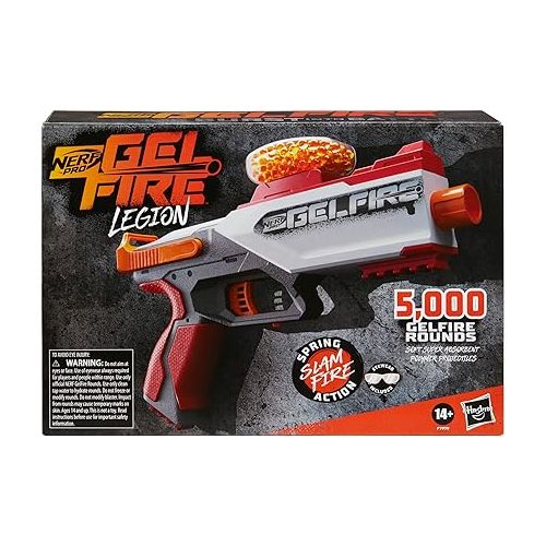 너프 Nerf Pro Gelfire Legion Spring Action Blaster, 5000 Rounds, 130 Hopper, Protective Eyewear, Slam Fire, Ages 14 & Up