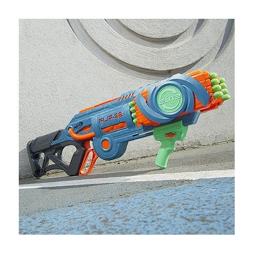 너프 NERF Elite 2.0 Flipshots Flip-32 Blaster with 32 Dart Barrels That Flip to Double Your Firepower, 32-Dart Capacity, 32 Nerf Elite Darts