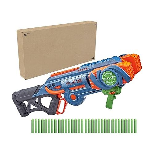 너프 NERF Elite 2.0 Flipshots Flip-32 Blaster with 32 Dart Barrels That Flip to Double Your Firepower, 32-Dart Capacity, 32 Nerf Elite Darts