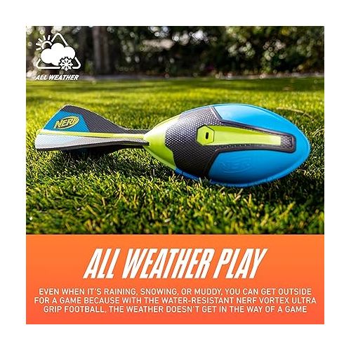 너프 Nerf Vortex Ultra Grip Football, Designed for Easy Catching, Howling Whistle Sound, Distance-Optimizing Tail, Water-Resistant, All-Weather Play