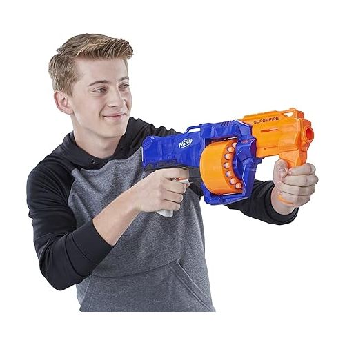 너프 NERF SurgeFire Elite Blaster, 15-Dart Rotating Drum, Slam Fire, Includes 15 Official Nerf Elite Darts (Amazon Exclusive)