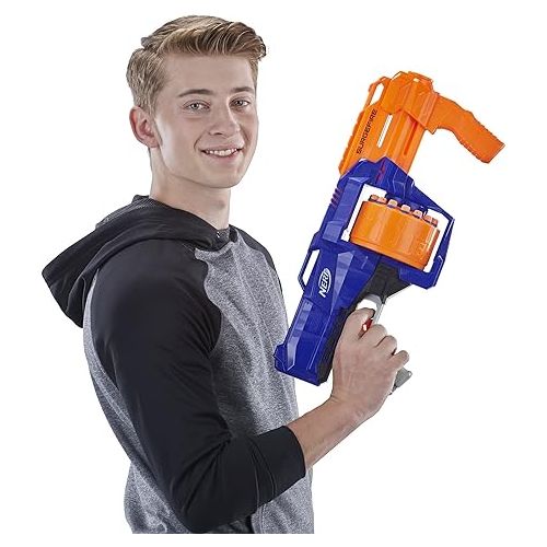 너프 NERF SurgeFire Elite Blaster, 15-Dart Rotating Drum, Slam Fire, Includes 15 Official Nerf Elite Darts (Amazon Exclusive)