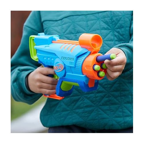 너프 NERF Elite Junior Explorer Easy-Play Toy Foam Blaster, 8 Darts for Kids Outdoor Games, Ages 6 & Up