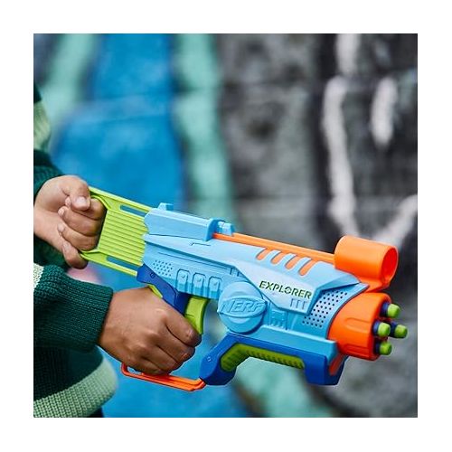 너프 NERF Elite Junior Explorer Easy-Play Toy Foam Blaster, 8 Darts for Kids Outdoor Games, Ages 6 & Up