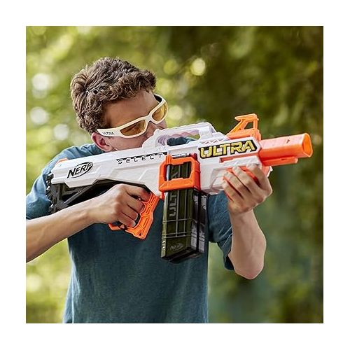 너프 NERF Ultra Select Fully Motorized Blaster, Fire for Distance or Accuracy, includes Clips and Darts, Outdoor Games and Toys, Automatic Electric Full Auto Toy Foam Blasters