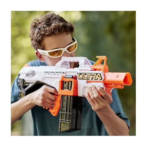 너프 NERF Ultra Select Fully Motorized Blaster, Fire for Distance or Accuracy, includes Clips and Darts, Outdoor Games and Toys, Automatic Electric Full Auto Toy Foam Blasters