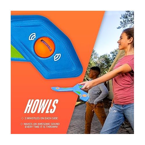 너프 NERF Kids Toy Boomerang - Slingerang Soft Foam Boomerang for Kids - Great Outdoor Gift for Boys + Girls - Perfect Backyard + Beach Toy for All Kids - Throw + Return Whistling Youth Boomerang