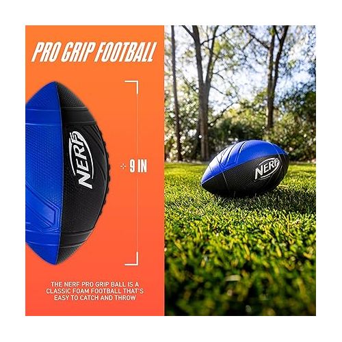 너프 NERF Kids Foam Football - Pro Grip Youth Soft Foam Ball - Indoor + Outdoor Football for Kids - Small NERF Foam Football - 9