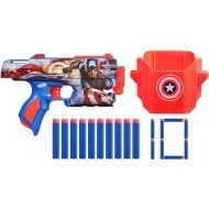NERF Marvel Captain America Dart Blaster, 10 Elite Darts, Holster, Toy Foam Blasters for 8 Year Old Boys & Girls & Up