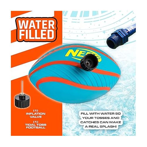 너프 NERF Pool + Beach Water Football - Tidal Toss Pool Football for Water Games - Perfect Pool Toy for Kids - Extra Grip Water-Filled Pool Football