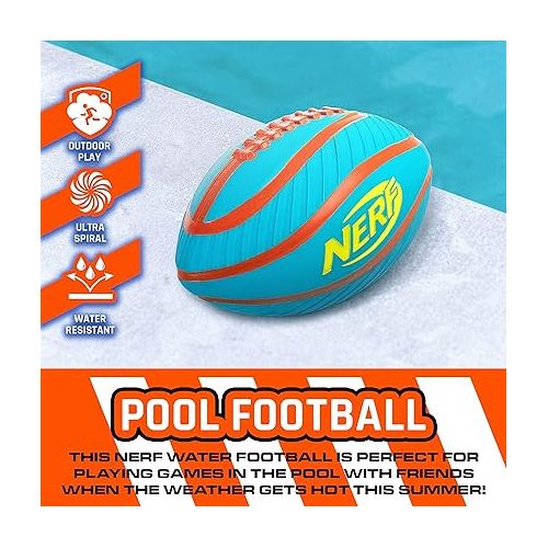 너프 NERF Pool + Beach Water Football - Tidal Toss Pool Football for Water Games - Perfect Pool Toy for Kids - Extra Grip Water-Filled Pool Football