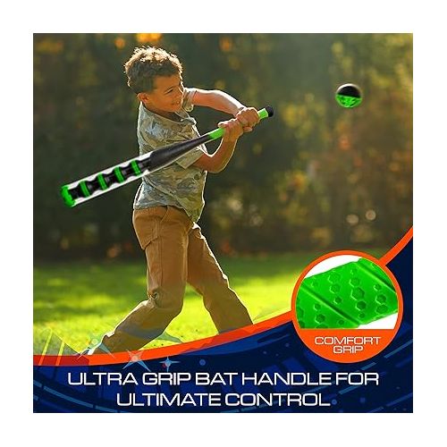 너프 NERF Power Blast Kids Baseball Bat and Ball Set - Kids Plastic Baseball Bat with Extra Grip and Power Bands - Official Plastic Baseball Set