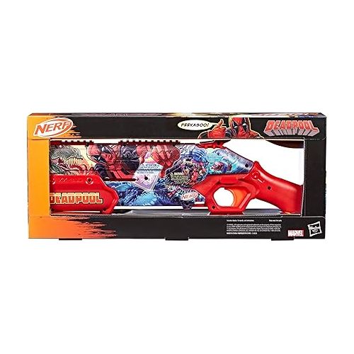 너프 Nerf Marvel Deadpool Blaster, 16 Nerf Rival Accu-Rounds, Pump Action, Breech Load, Gifts for Teens, 14+