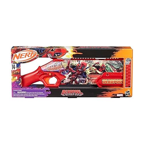 너프 Nerf Marvel Deadpool Blaster, 16 Nerf Rival Accu-Rounds, Pump Action, Breech Load, Gifts for Teens, 14+