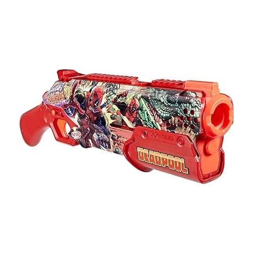 너프 Nerf Marvel Deadpool Blaster, 16 Nerf Rival Accu-Rounds, Pump Action, Breech Load, Gifts for Teens, 14+