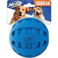 Nerf Dog Rubber Ball Dog Toy with Checkered Squeaker, Lightweight, Durable and Water Resistant, 4 Inch Diameter for Medium/Large Breeds, Single Unit, Blue