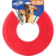 Nerf Dog Atomic Flyer Dog Toy, Flying Disc, Lightweight, Durable and Water Resistant, Great for Beach and Pool, 10 inch Diameter, for Medium/Large Breeds, Single Unit, Red