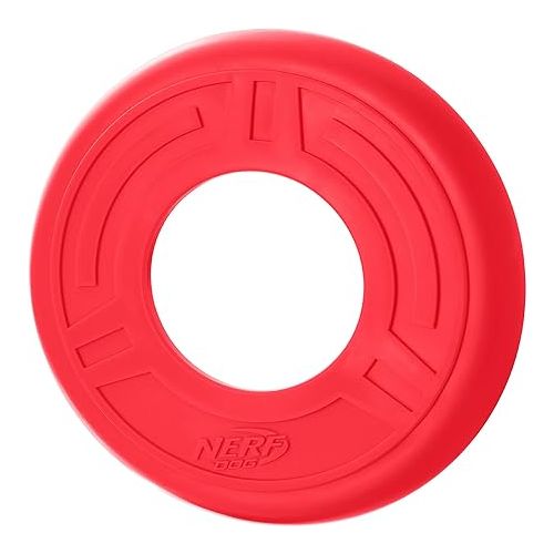 너프 Nerf Dog Atomic Flyer Dog Toy, Flying Disc, Lightweight, Durable and Water Resistant, Great for Beach and Pool, 10 inch Diameter, for Medium/Large Breeds, Single Unit, Red