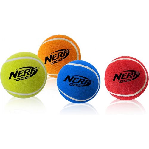 너프 Nerf Dog Tennis Ball Dog Toys with Interactive Squeaker, Lightweight, Durable and Water Resistant, 2.5 Inches, for Small/Medium/Large Breeds, Four Pack, Mixed Colors