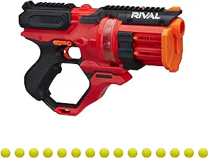 NERF Rival Roundhouse XX-1500 Red Blaster - Clear Rotating Chamber Loads Rounds into Barrel - 5 Integrated Magazines, 15 Rival Rounds