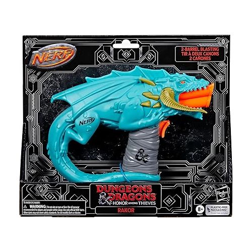 너프 NERF Dungeons & Dragons Rakor Blaster, 4 Elite 2.0 Darts, Kids Outdoor Games, D&D Blaster Toys for Ages 8 & Up