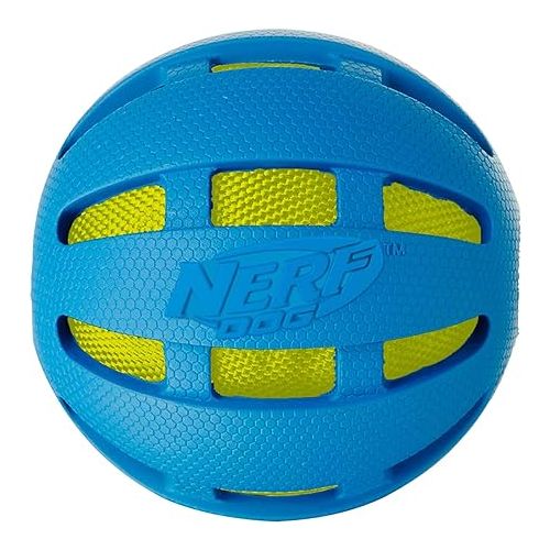 너프 Nerf Dog 3.8in Rubber Checker Crunch Ball - Blue with Green Crunch Bag