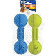 Nerf Dog Chewable Barbell Dog Toy, Lightweight, Durable and Water Resistant, 7.5 Inches, for Medium/Large Breeds, Two Pack, Blue and Green (8953)