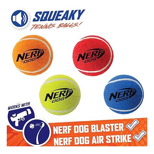 너프 Nerf Dog 12-Piece Dog Toy Gift Set, Includes 2.5in Squeak Tennis Ball 12-Pack, Nerf Tough Material, Multicolored