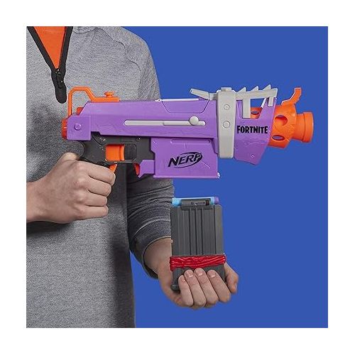 너프 Nerf Fortnite SMG-E Blaster - Motorized Dart Blasting - 6-Dart Clip, 6 Official Elite Darts - for Youth, Teens, Adults