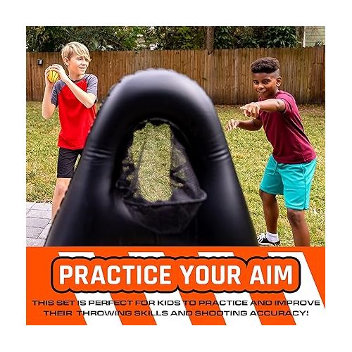 너프 NERF Inflatable Target Set - Proshot Kids Football + Blaster Target Game Set- Standing Pop Up Target - 50