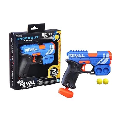 너프 NERF Rival Knockout XX-100 Blaster - Round Storage, 90 FPS Velocity, Breech Load - Includes 2 Official Rival Rounds - Team Blue