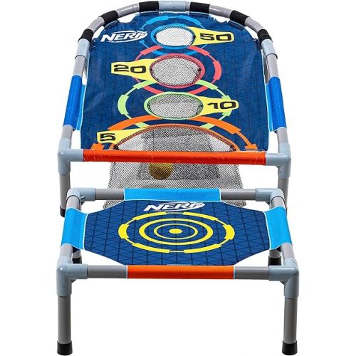 너프 NERF Kids Bounce N Score Target Toss Game Set - Foam Ball Bouncing Target Game for Kids Ages 6+ - (6) Foam Bouncy Balls and (1) Scoring Target Included