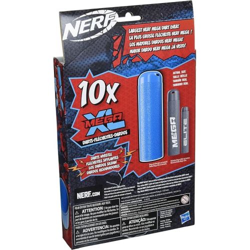 너프 NERF Mega XL Dart Refill, Includes 10 Mega XL Whistler Darts, Largest Mega Darts Ever, Makes Whistling Sound When Fired