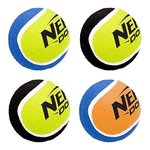 너프 Nerf Dog 2.5in Squeak Tennis Ball 4-Pack, Blue