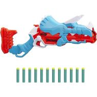 NERF DinoSquad Tricera-Blast Dart Blaster, Break-Open 3-Dart Loading, 12 Official Darts, Dart Storage, Triceratops Dinosaur Design