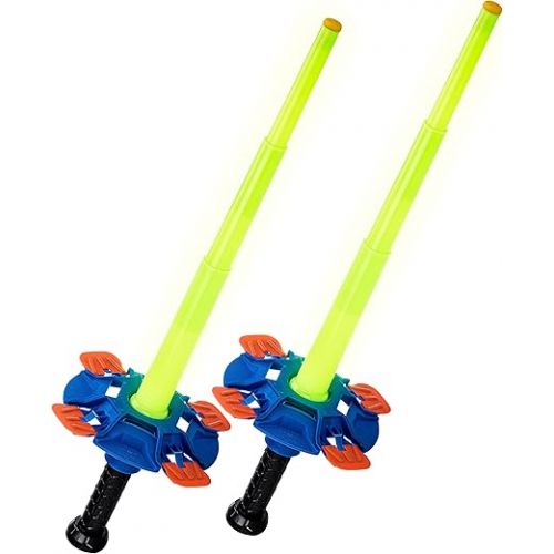 너프 Nerf Fencing Duel Swords Set - Kids Retractable Fencing Swords - Integrated Knockdown Targets - Glow in The Dark Light Up for Play Duels - Fencing Game for Kids