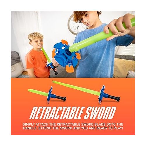 너프 Nerf Fencing Duel Swords Set - Kids Retractable Fencing Swords - Integrated Knockdown Targets - Glow in The Dark Light Up for Play Duels - Fencing Game for Kids