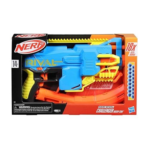 너프 Nerf Rival Challenger MXXIV-1200 Motorized Blaster, Curved 12 Round Magazine, 18 Nerf Rival Accu-Rounds, Gifts for Teens