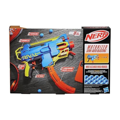 너프 Nerf Rival Challenger MXXIV-1200 Motorized Blaster, Curved 12 Round Magazine, 18 Nerf Rival Accu-Rounds, Gifts for Teens