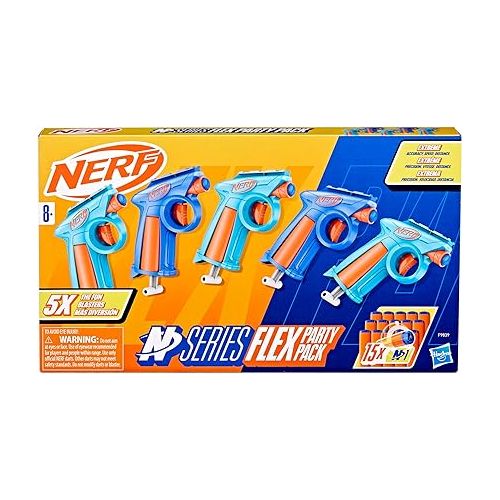 너프 NERF N Series Party Pack, Includes 5 N Series Flex Blasters, 15 N1 Darts Compatible Only N Series Blasters, Ages 8+ (Amazon Exclusive)