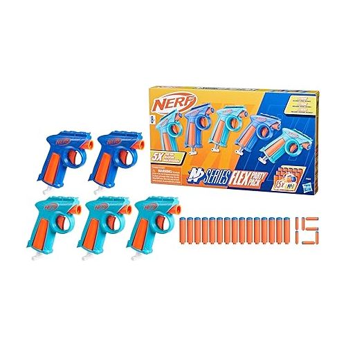 너프 NERF N Series Party Pack, Includes 5 N Series Flex Blasters, 15 N1 Darts Compatible Only N Series Blasters, Ages 8+ (Amazon Exclusive)