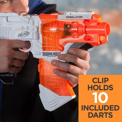 너프 NERF Desolator Doomlands Toy Blaster with 10-Dart Clip and 10 Official Doomlands Elite Darts for Kids, Teens, and Adults