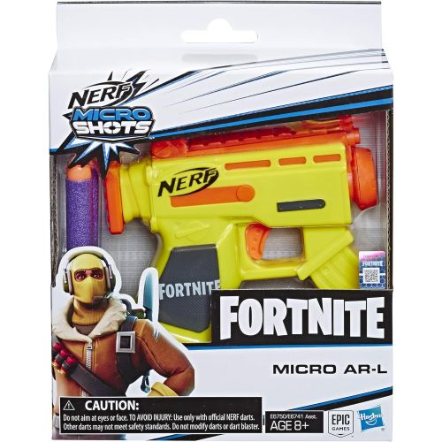 너프 NERF Fortnite Micro AR-L Microshots Dart-Firing Toy Blaster & 2 Official Elite Darts for Kids, Teens, Adults