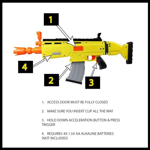 너프 NERF E6158EU4 AR-L Motorized Toy Blaster, 20 Official Fortnite Elite Darts, Flip Up Sights-for Youth, Teens, Adults, Multicolour