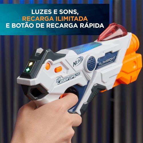 너프 AlphaPoint Nerf Laser Ops Pro Toy Blasters - Includes 2 Blasters & 2 Armbands - Light & Sound FX - Health & Ammo Indicators - for Kids, Teens & Adults