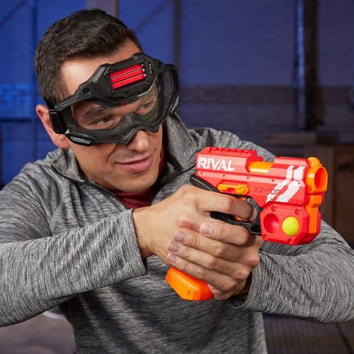 너프 NERF Rival Knockout XX-100 Blaster -- Round Storage, 90 FPS Velocity, Breech Load -- Includes 2 Official Rival Rounds -- Team Red