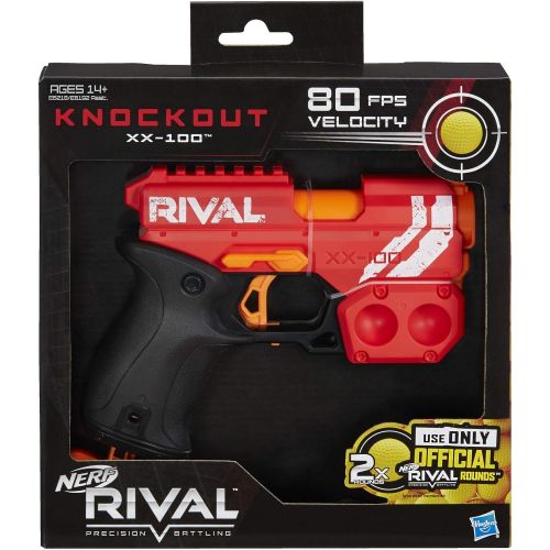 너프 NERF Rival Knockout XX-100 Blaster -- Round Storage, 90 FPS Velocity, Breech Load -- Includes 2 Official Rival Rounds -- Team Red