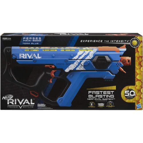 너프 Perses Mxix-5000 Nerf Rival Motorized Blaster (Blue) -- Fastest Blasting Rival System, up to 8 Roundsper S -- Rechargeable Battery, Quick-Load Hopper