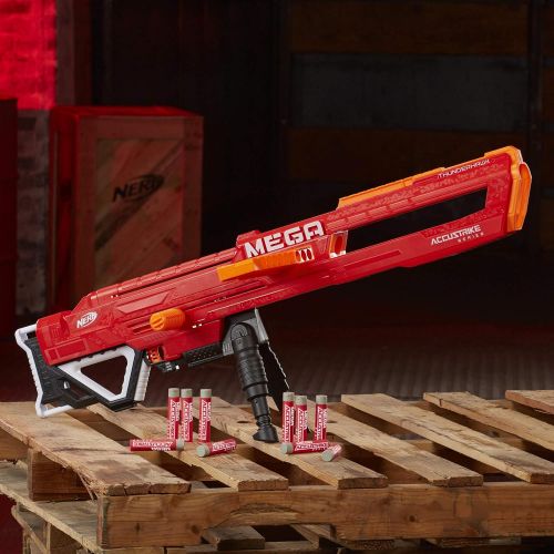 너프 Thunderhawk Nerf AccuStrike Mega Toy Blaster - Longest Nerf Blaster - 10 Official AccuStrike Nerf Mega Darts, 10-Dart Clip, Bipod - For Kids, Teens, and Adults